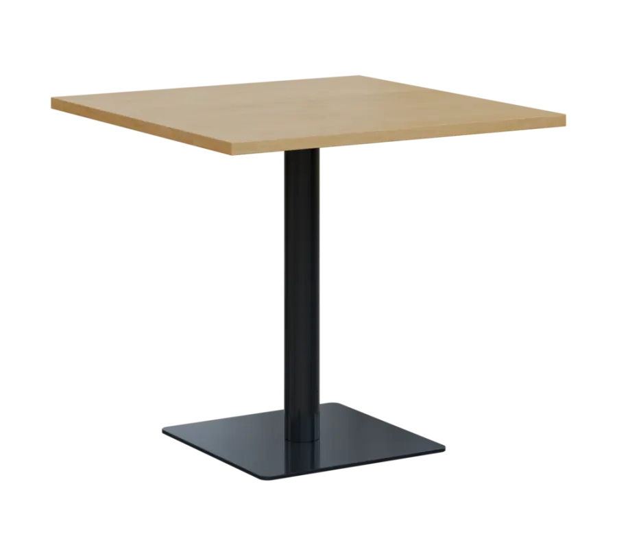 SQT 450 - 3 stůl hranlatý, deska 800x800 mm, síla 25 mm, trubková noha černá, javor horský